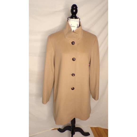 🆕FLEURETTE Dawn Wool Stand Collar Car Coat Camel Tan 10 - Picture 8 of 16